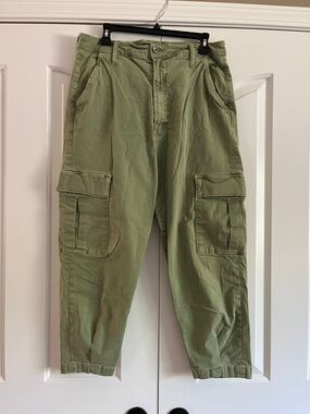 MOTHER Olive Green Cropped Cargo Jumpsuit-Style Pant
